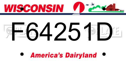 F64251D Wisconsin License Plate
