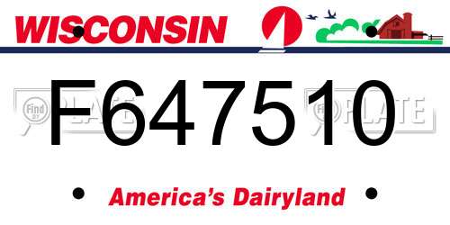 F647510 Wisconsin License Plate