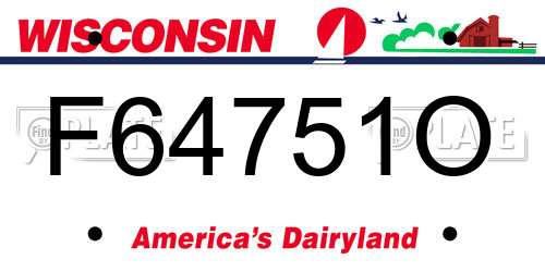F64751O Wisconsin License Plate