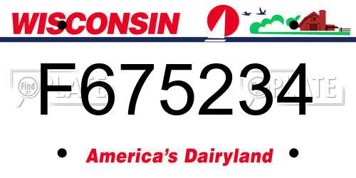 F675234 Wisconsin License Plate