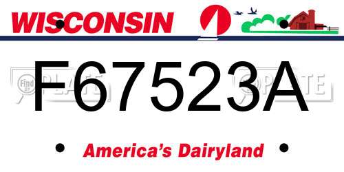 F67523A Wisconsin License Plate