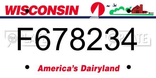 F678234 Wisconsin License Plate