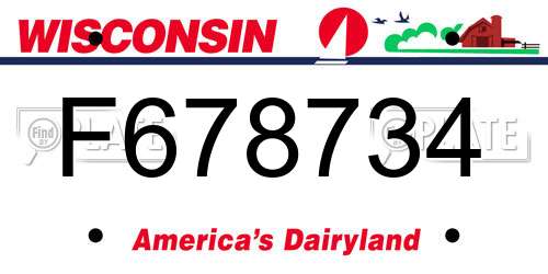 F678734 Wisconsin License Plate