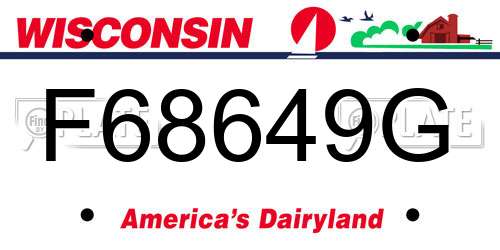 F68649G Wisconsin License Plate