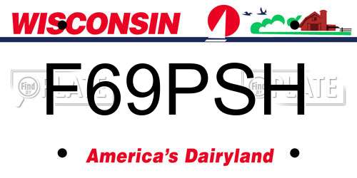 F69PSH Wisconsin License Plate