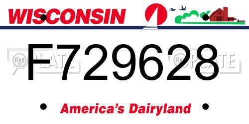 F729628 Wisconsin License Plate