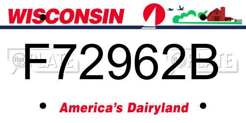 F72962B Wisconsin License Plate