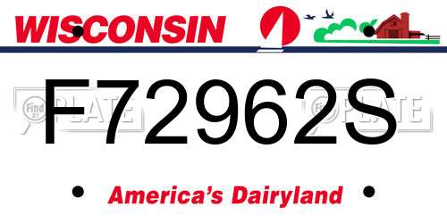 F72962S Wisconsin License Plate
