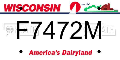 F7472M Wisconsin License Plate