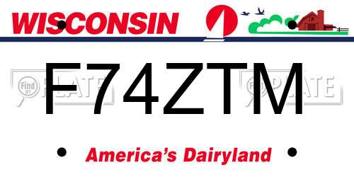 F74ZTM Wisconsin License Plate