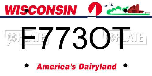 F773OT Wisconsin License Plate