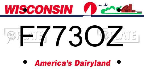 F773OZ Wisconsin License Plate
