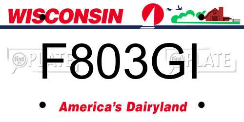 F803GI Wisconsin License Plate
