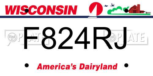 F824RJ Wisconsin License Plate