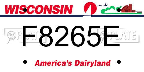 F8265E Wisconsin License Plate