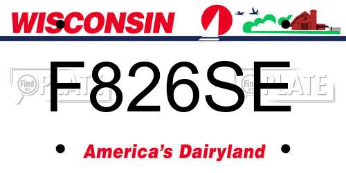 F826SE Wisconsin License Plate