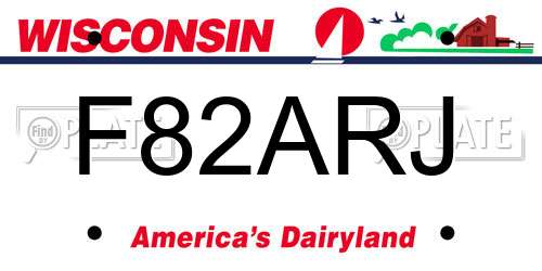 F82ARJ Wisconsin License Plate