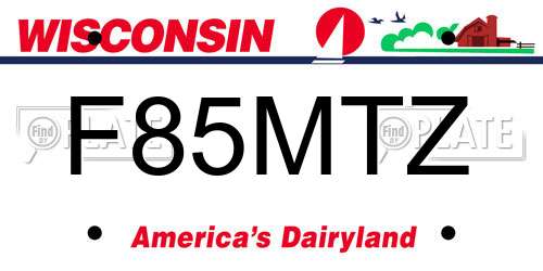 F85MTZ Wisconsin License Plate