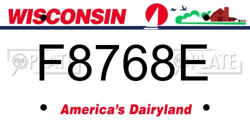 F8768E Wisconsin License Plate