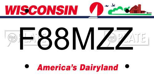 F88MZZ Wisconsin License Plate