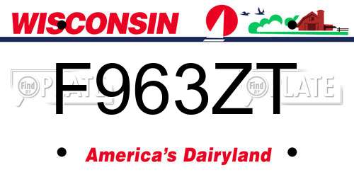 F963ZT Wisconsin License Plate