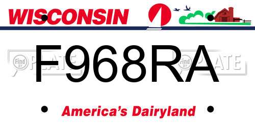 F968RA Wisconsin License Plate