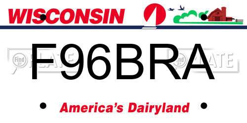 F96BRA Wisconsin License Plate