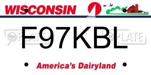 F97KBL Wisconsin License Plate