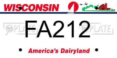FA212 Wisconsin License Plate