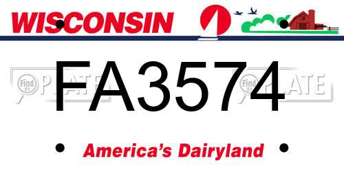 FA3574 Wisconsin License Plate