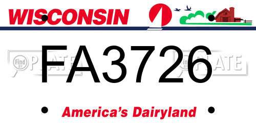 FA3726 Wisconsin License Plate