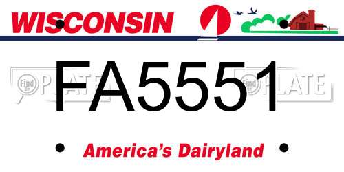 FA5551 Wisconsin License Plate