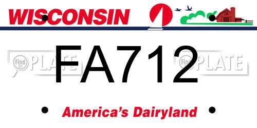 FA712 Wisconsin License Plate