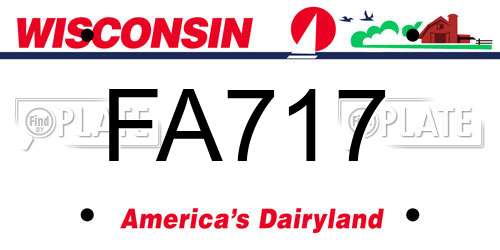 FA717 Wisconsin License Plate