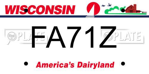 FA71Z Wisconsin License Plate
