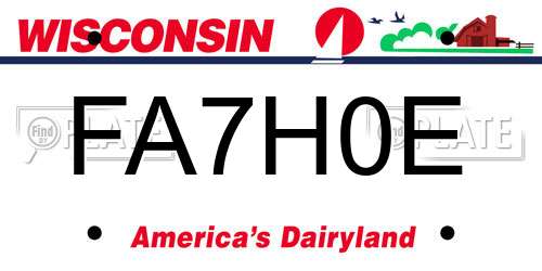 FA7H0E Wisconsin License Plate