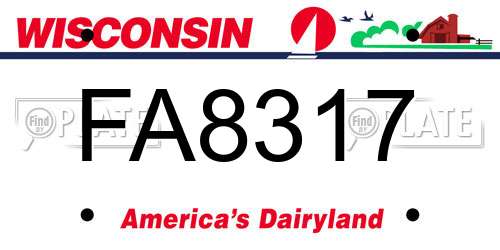 FA8317 Wisconsin License Plate