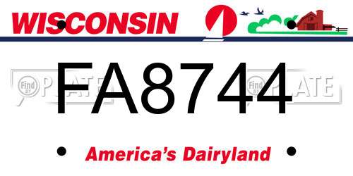 FA8744 Wisconsin License Plate