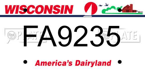 FA9235 Wisconsin License Plate