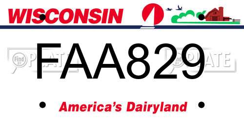 FAA829 Wisconsin License Plate