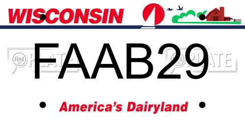 FAAB29 Wisconsin License Plate
