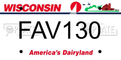 FAV130 Wisconsin License Plate