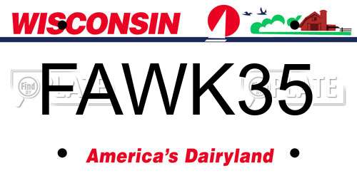FAWK35 Wisconsin License Plate