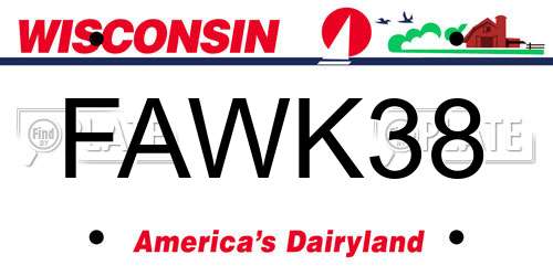 FAWK38 Wisconsin License Plate