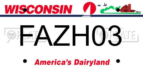 FAZH03 Wisconsin License Plate