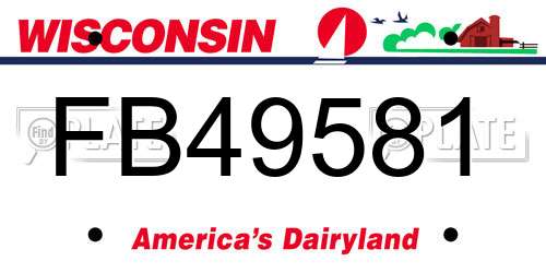 FB49581 Wisconsin License Plate