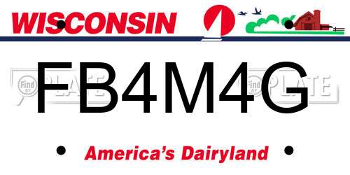 FB4M4G Wisconsin License Plate