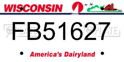 FB51627 Wisconsin License Plate