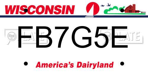 FB7G5E Wisconsin License Plate