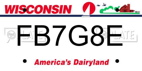 FB7G8E Wisconsin License Plate